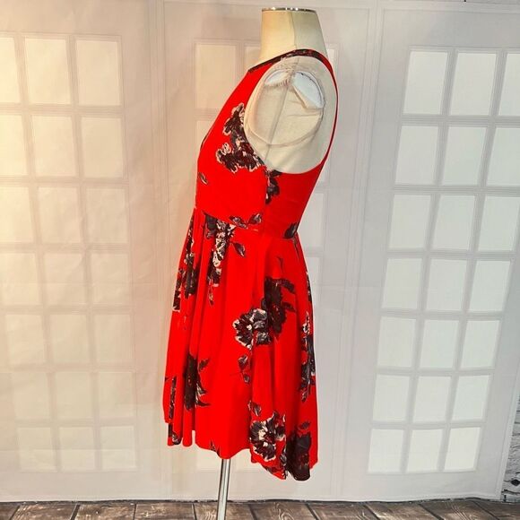 Free people red floral sleeveless flutter by sundress size 2 - Picture 7 of 11